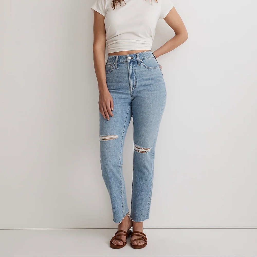 NWT Madewell  The Curvy Perfect Vintage Jean in Bradwell Wash: Ripped Edition 27